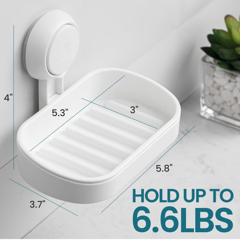 TAILI Soap Dish Soap Holder Suction Cup Powerful Vacuum Suction, Strong Bar Sponge Holder for Shower Wall, Bathroom Accessories, Tub and Kitchen Sink, Drill-Free, Waterproof, Removable - Image 3